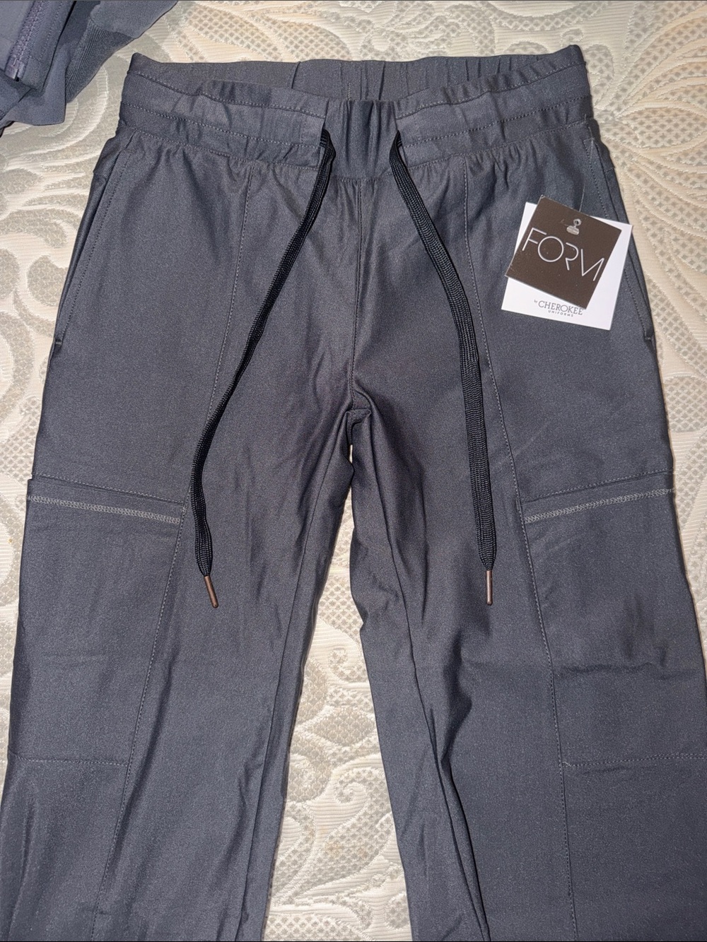 Cherokee Form Women’s Drawstring Scrub Pants - Charcoal Gray